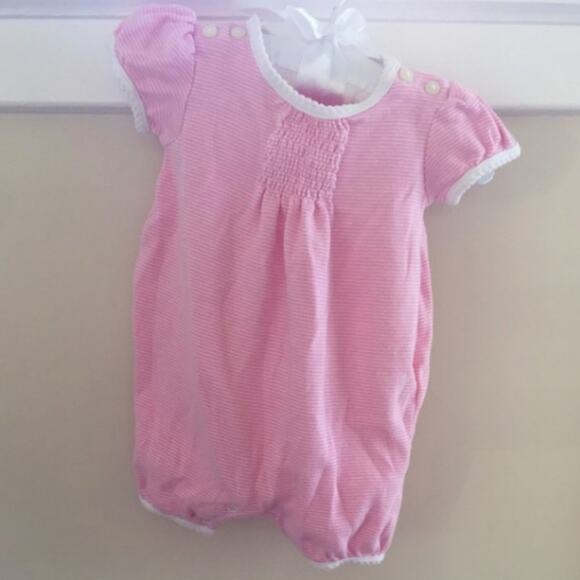 Ralph Lauren Pink & White Stripe Romper 3 Months - Picture 1 of 3